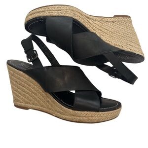 🖤Franco Sarto Black Slingback Wedge Espadrille Sandals - Women Size 8